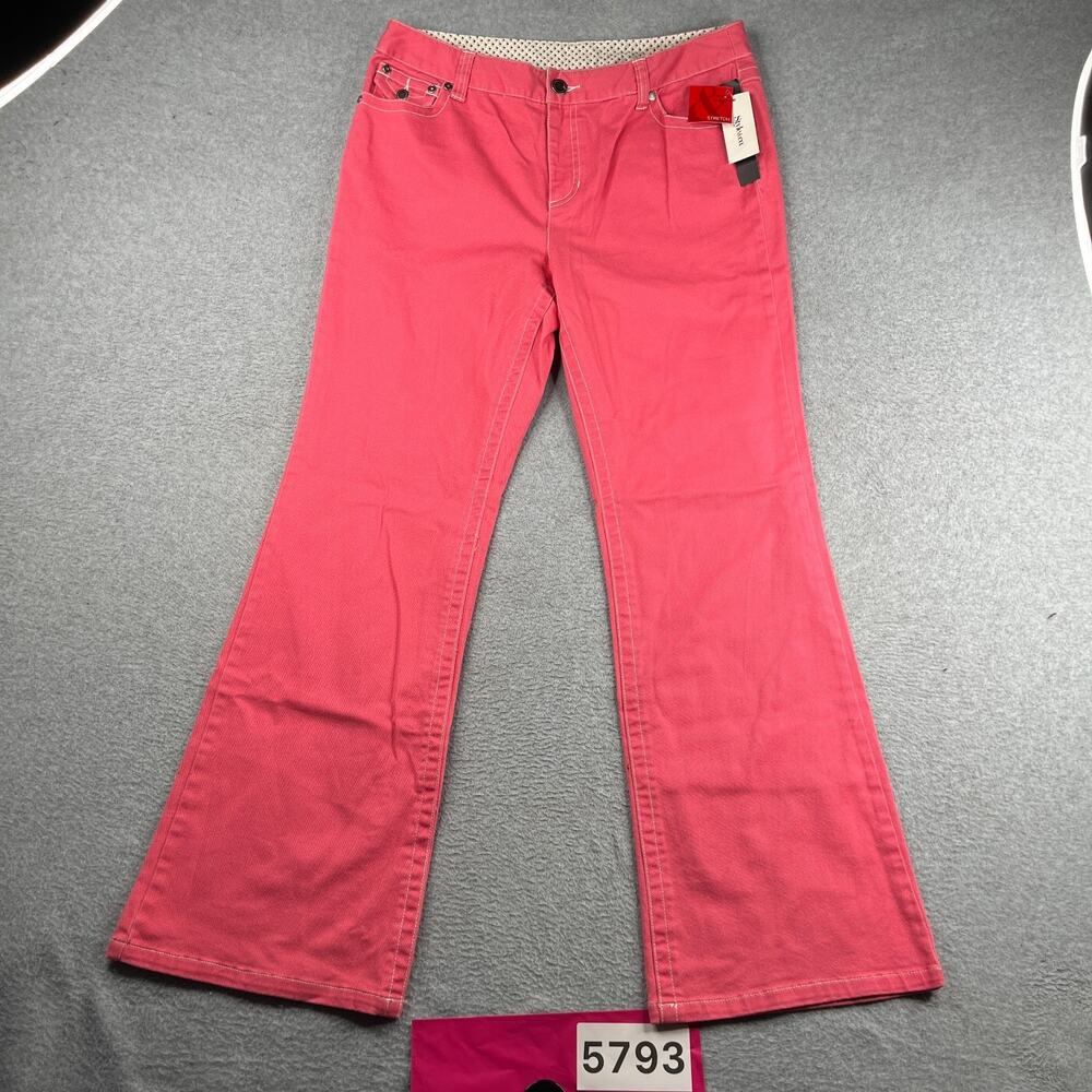 Style & Co Flared Denim Jeans Stretch Womens Size 14 Bright Pink Stretch NEW